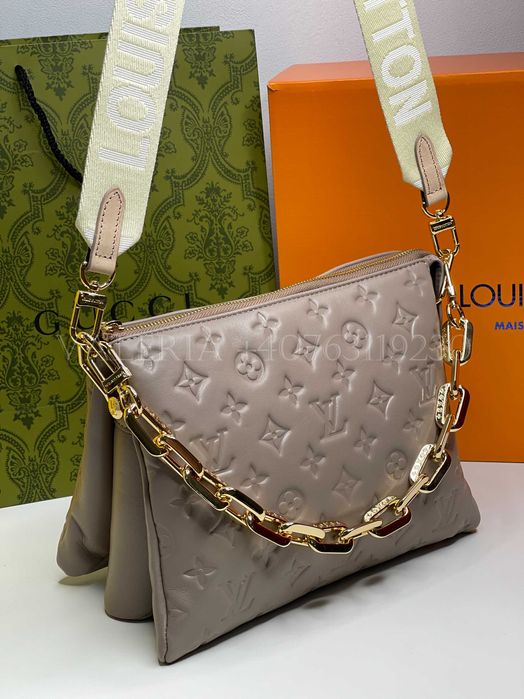 Geanta Louis Vuitton - Coussin Taupe interior albastru