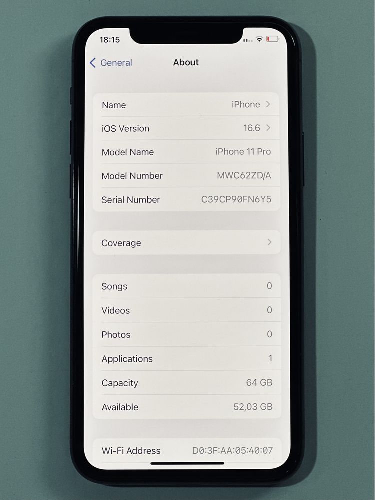 iPhone 11 Pro Midnight Green 96% battery