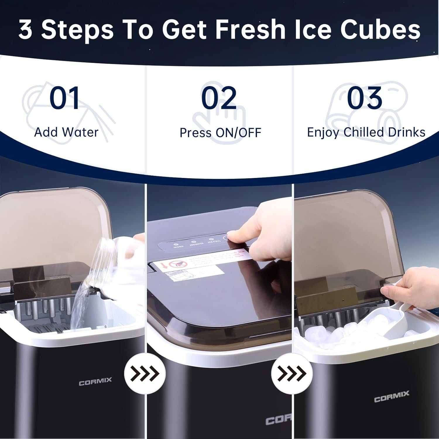 Masina de facut cuburi de gheata, 8 cuburi in 6 minute, auto-curatare