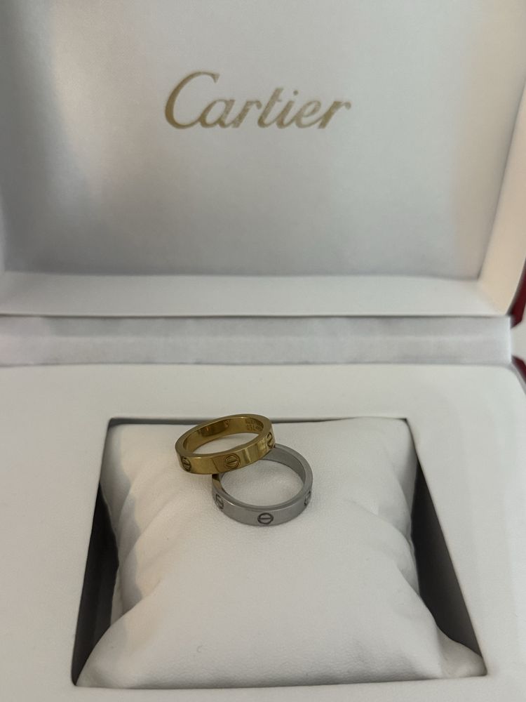Set inele Cartier Love Aur 18k Galben & Alb - ORIGINALE