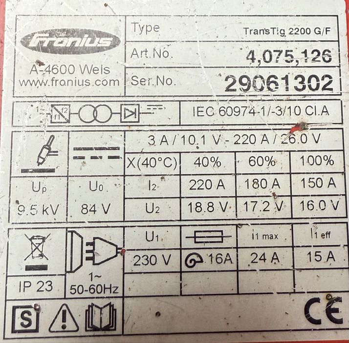 Aparat de sudura TIG / MMA Fronius TransTig 2200 / 220 amperi / 220v