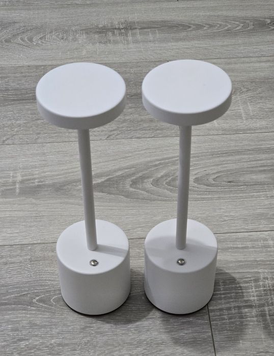 Set 2 Lămpi LED fără fir, tactile, 3 culori, reîncărcabile – Alb