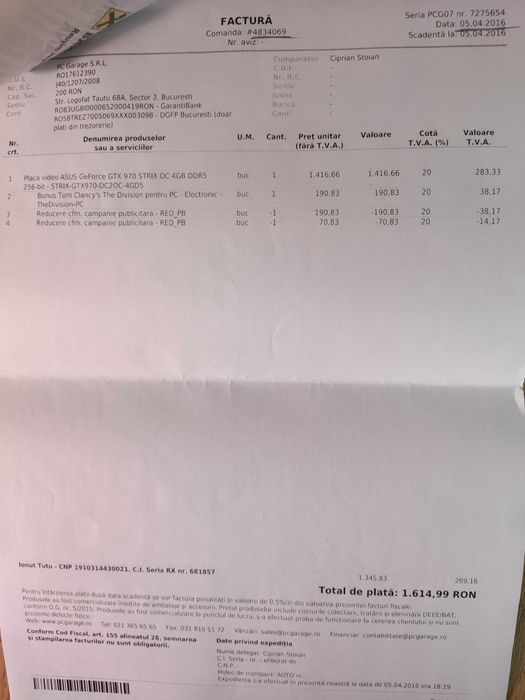 Placă video NVIDIA GeForce GTX 970 4GB – stare foarte bună