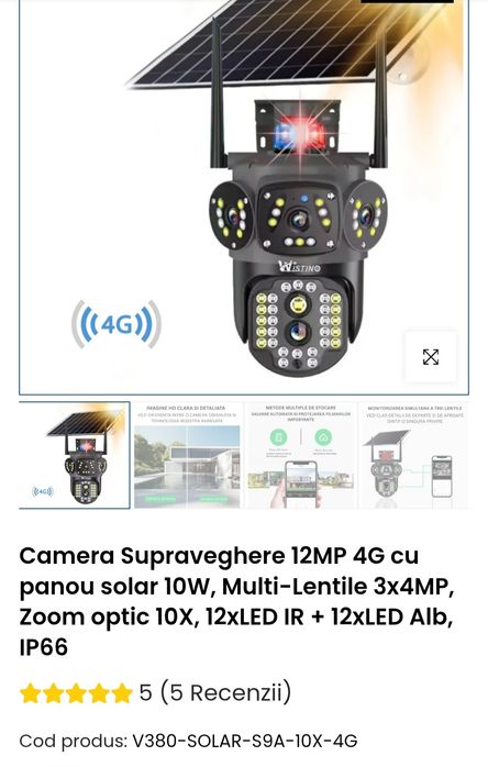 Camera de supraveghere solara 4G