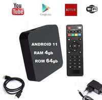 Android 11 Wifi Смарт ТВ бокс, TV box 4GB/64GB, Google Play, YouTube,