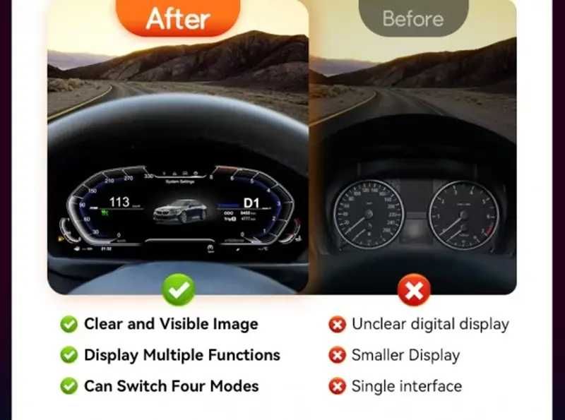 Дигитален километраж BMW F30 F31 F34 F32 F33 F36 12.3" LINUX SYSTEM
