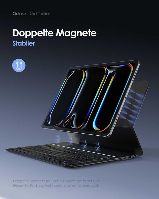 Husă Qulose cu Tastatură QWERTZ iPad 11" A16 / iPad 10 10.9"