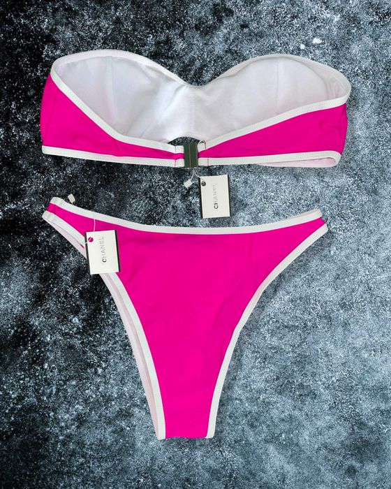SALE цикламен бански розов топ бикини горница долница комплект chanel