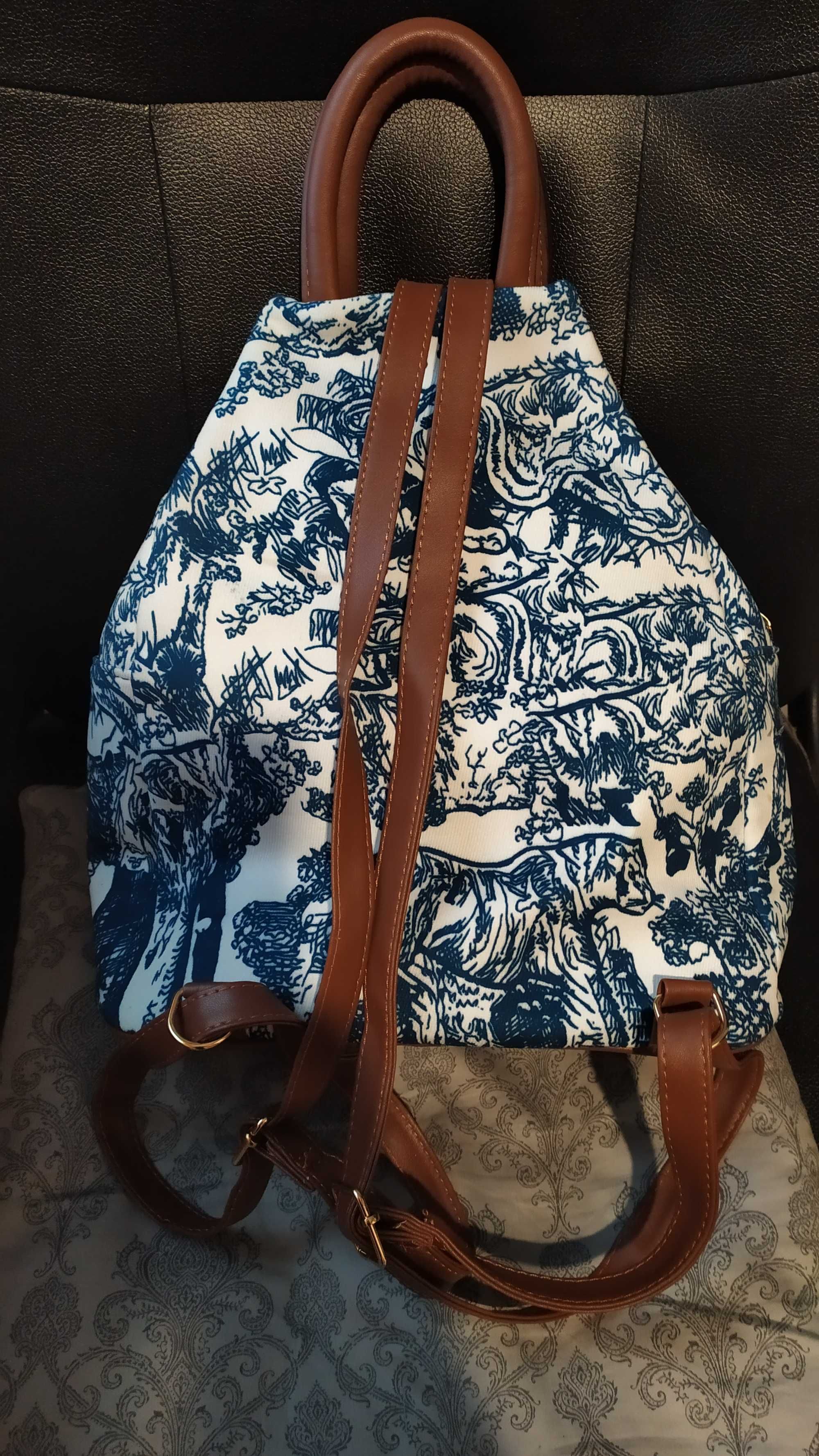 раница-чанта от плат и кожа
