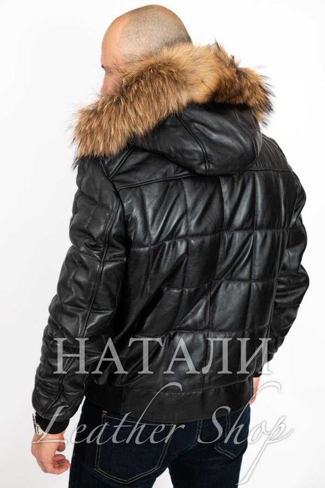 Мъжки кожен зимен бомбър Нико