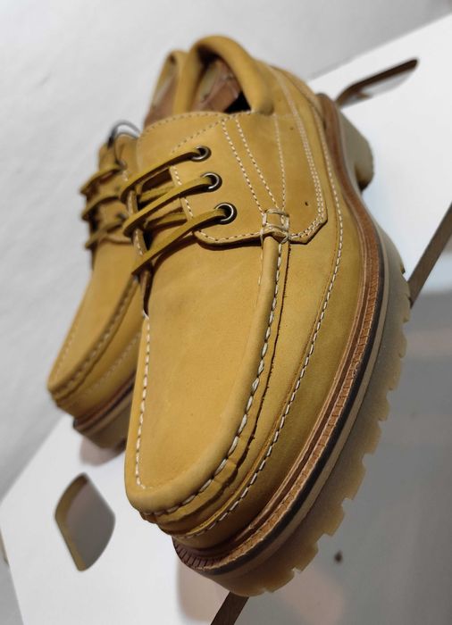 Pantofi derby 42 42.5 lace up boat ZARA NOI piele naturala nappa camel