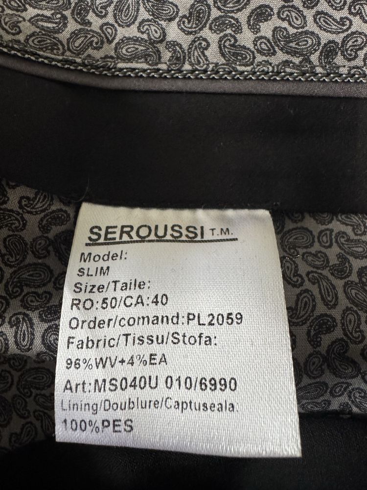 Costum Seroussi Negru Slim Fit Marimea 50