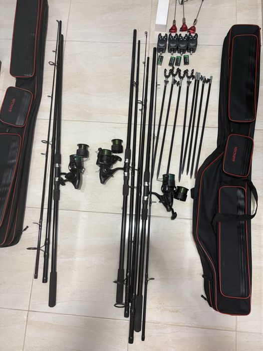 Set complet de pescuit Lansete, mulinete, avertizor, swinger, husa