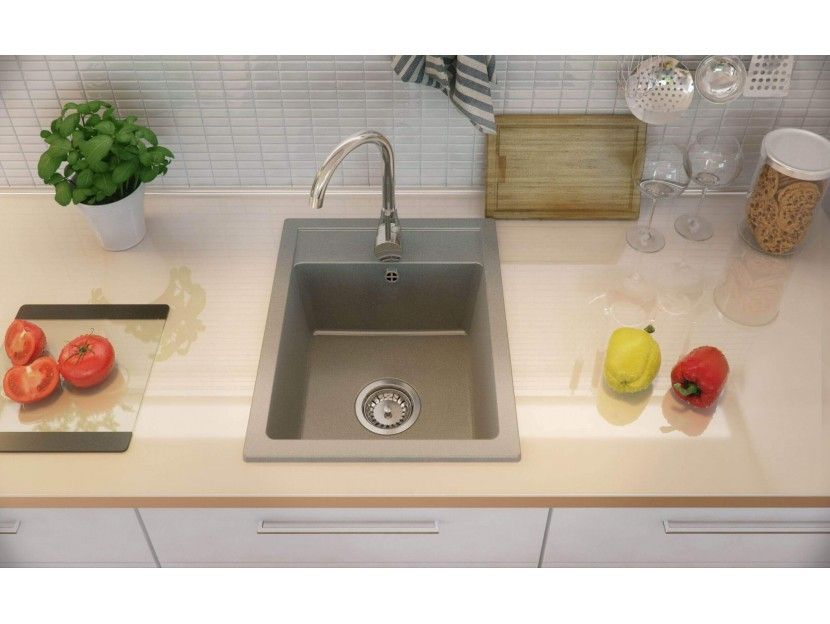 Гранитна Мивка за Кухня модел РИГА - Сива - Антибактериална