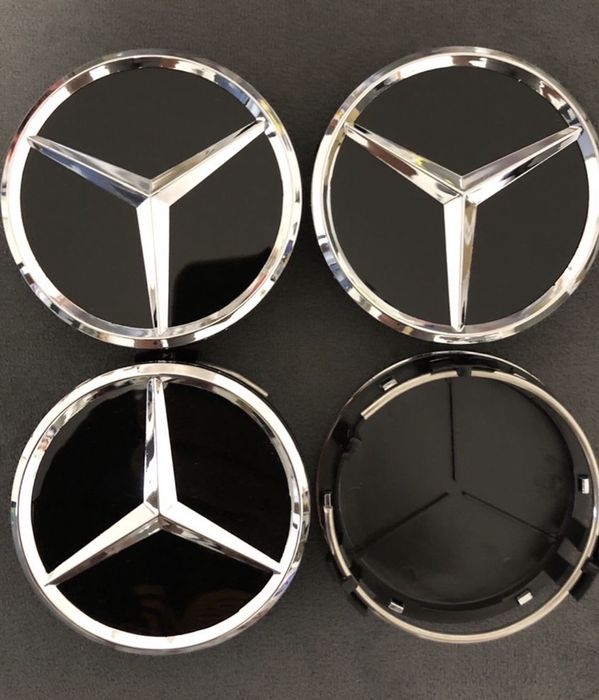 Set Capace Roti/Jante Mercedes Black Negre blue 75 mm class A B C E S