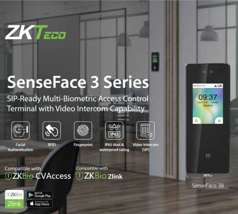 Терминал Face id учета рабочего времени SenseFace 3В