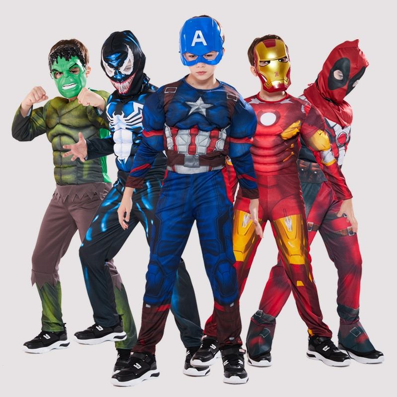 Костюм на Капитан Америка и Хълк,Железния човек с мускули и маска