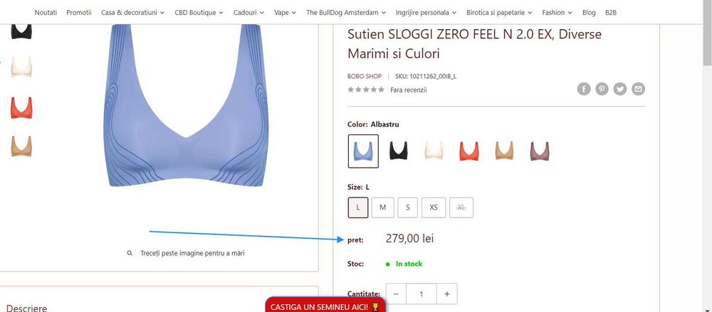 Sutien 'Zero Feel 2.0'SLOGGI portocaliu/albastru,(Super Ofertă).