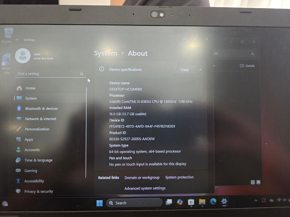 Laptop Lenovo L490 i5 8th gen 16gb ram 500 GB ssd