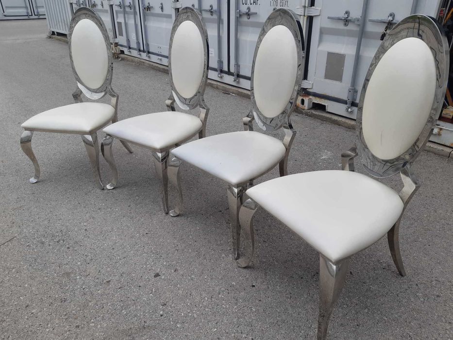 Scaune de Metal Tapitate 4 Bucati
