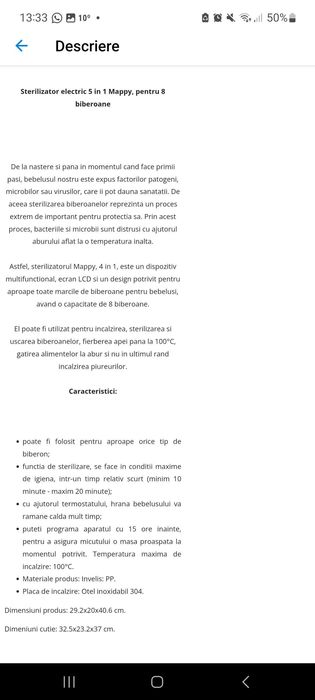 Sterilizator biberoane  Mappy