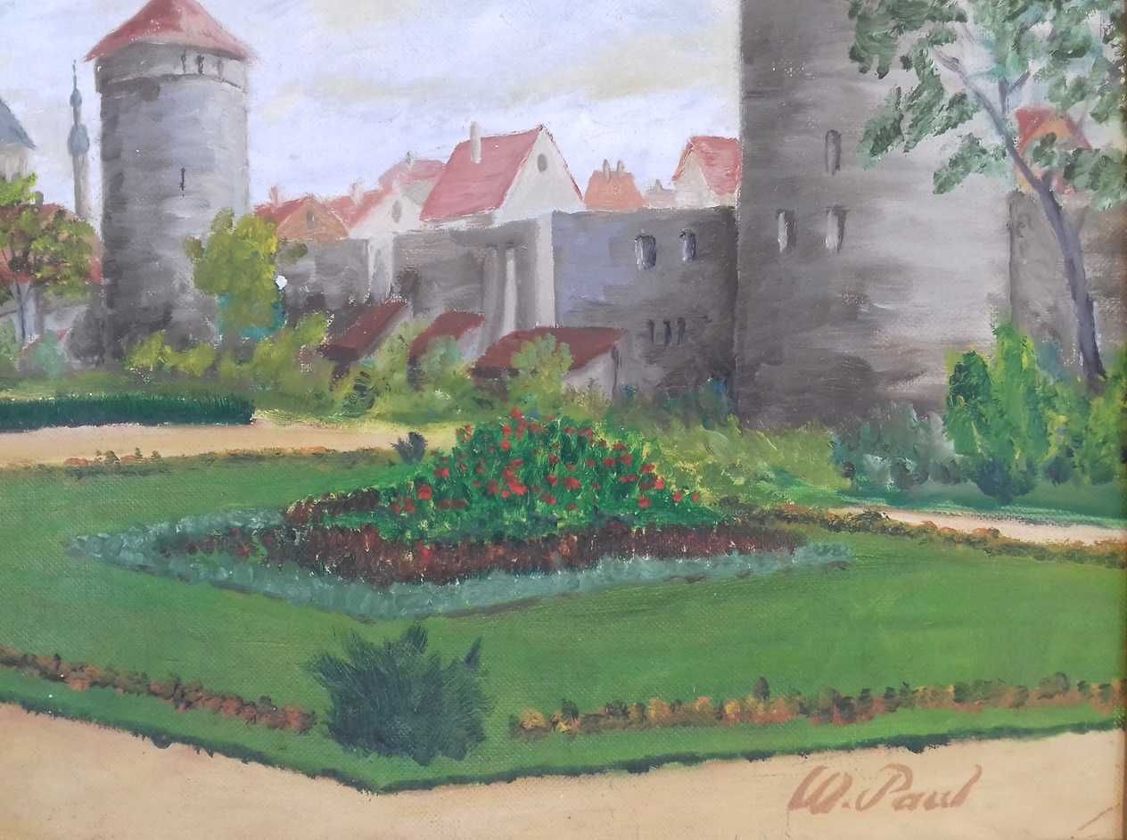 Tablou vechi - peisaj cu castel - semnat W . Paul