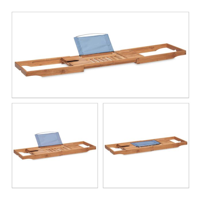 Suport extensibil cada din bambus 70-105 cm pt pahar tableta accesorii