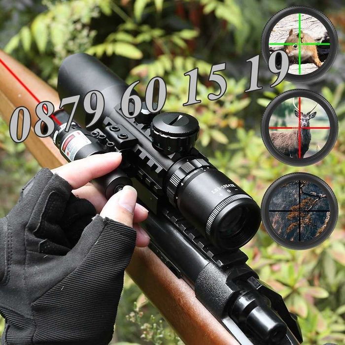 Оптика за пушка с лазерен прицел, оптически мерник 3-10x42Е, 10-22 мм