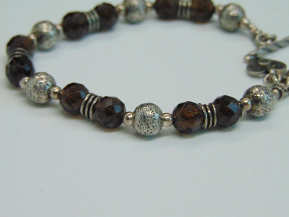 Bratara din argint si quartz fumuriu