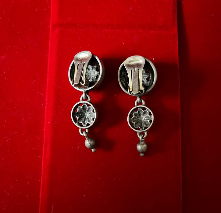 Cercei clipsuri vintage-Art Deco-metal argintat-Franta