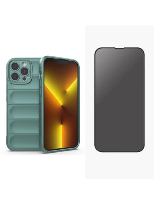 Husa Tpu Interior Fin+Folie Sticla 6D Privacy Iphone 16 PLUS PRO MAX