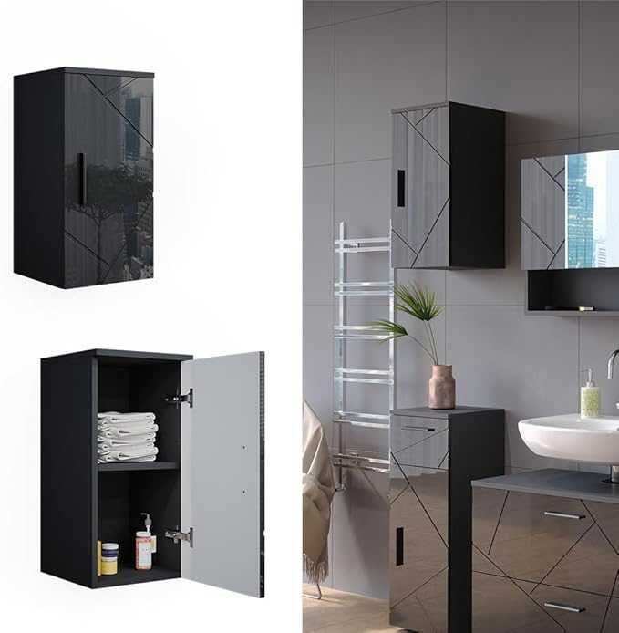 Шкаф за баня Vicco Irma висок гланц антрацит 30 x 59 см