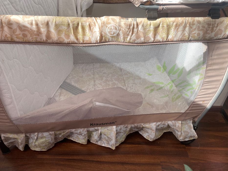 Patut bebe Krasumann deluxe & saltea husa detasabila microfibra cocos