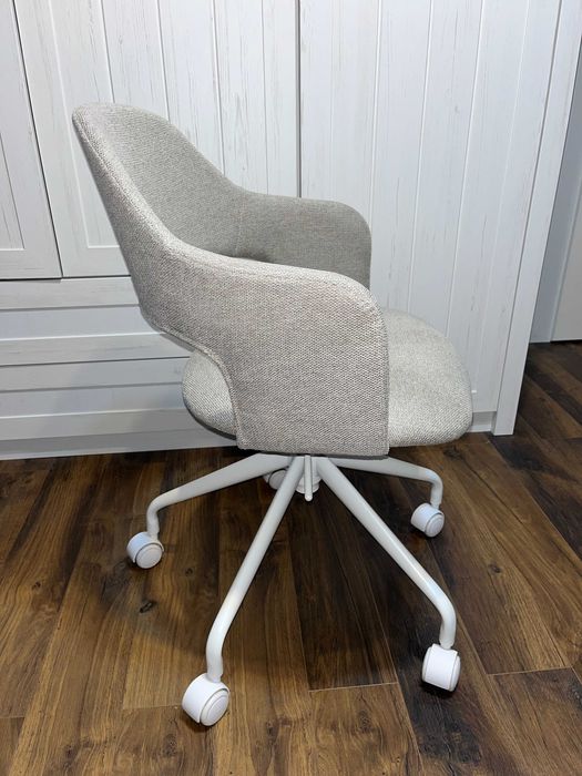 Scaun birou metal tapitat gri/alb