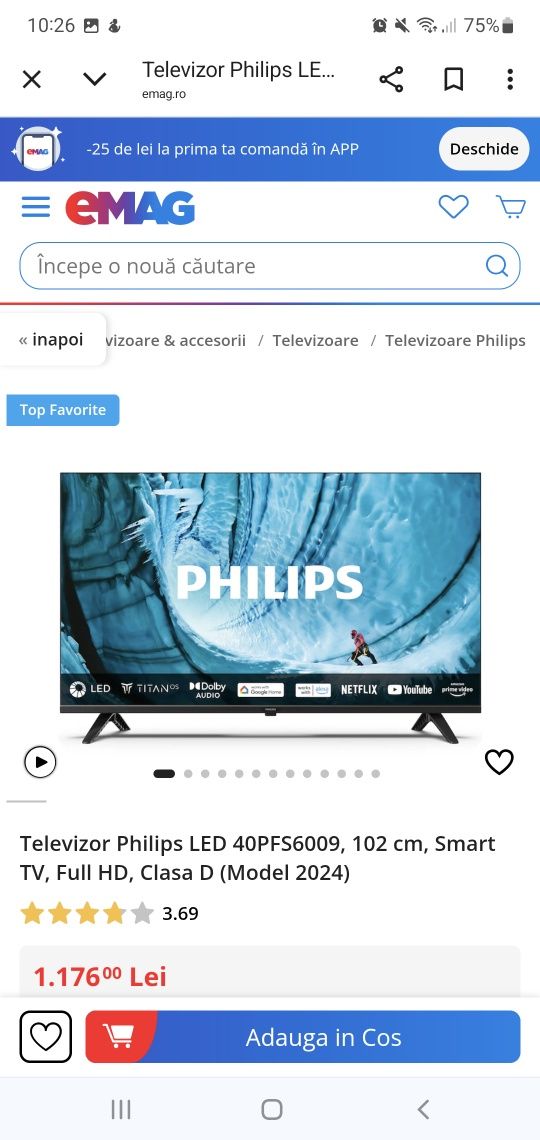 televizor smart philips nou 100 110 cm