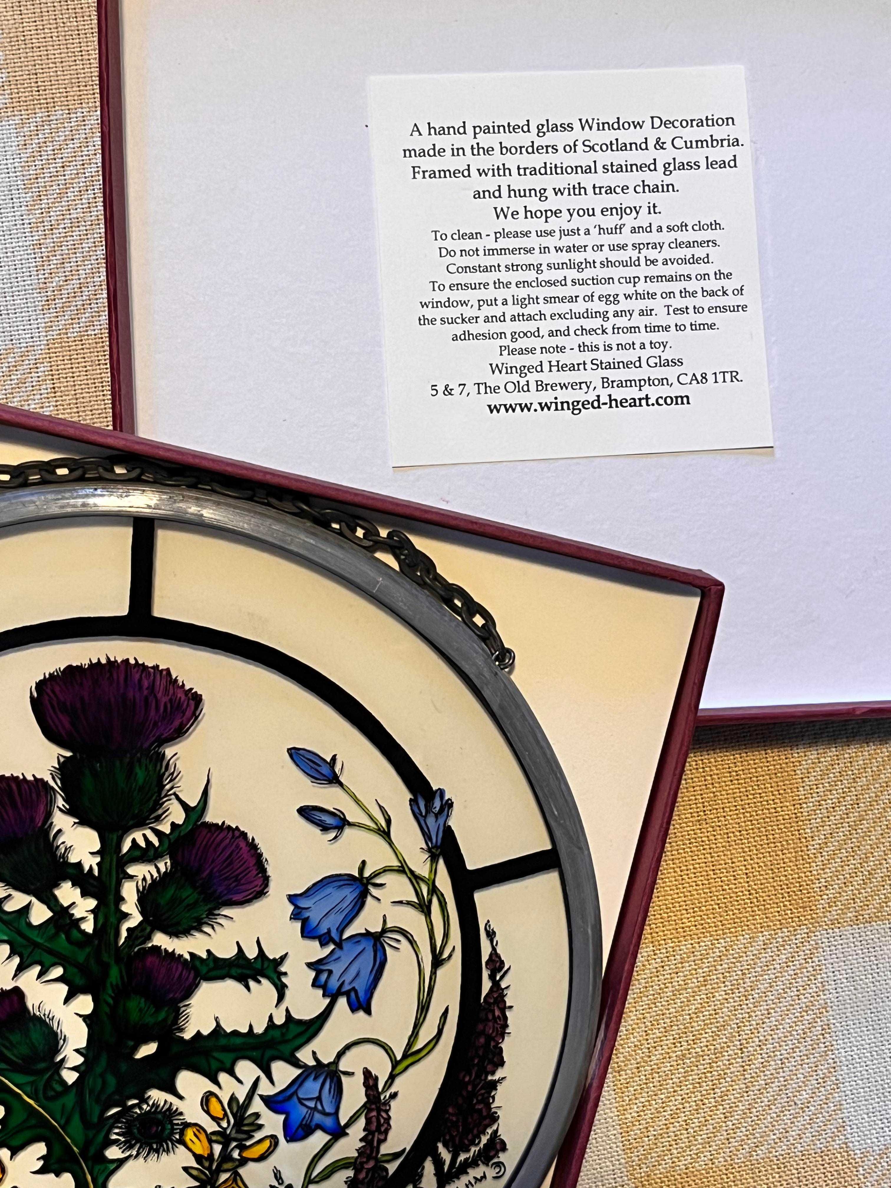 Pandativ sticla decorativa vitraliu pictata manual flori natura Scotia