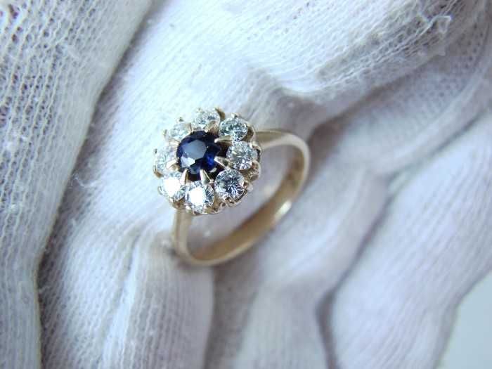Inel Aur 14K De Logodna Royal Cu Safir Si Diamante exceptional unicat
