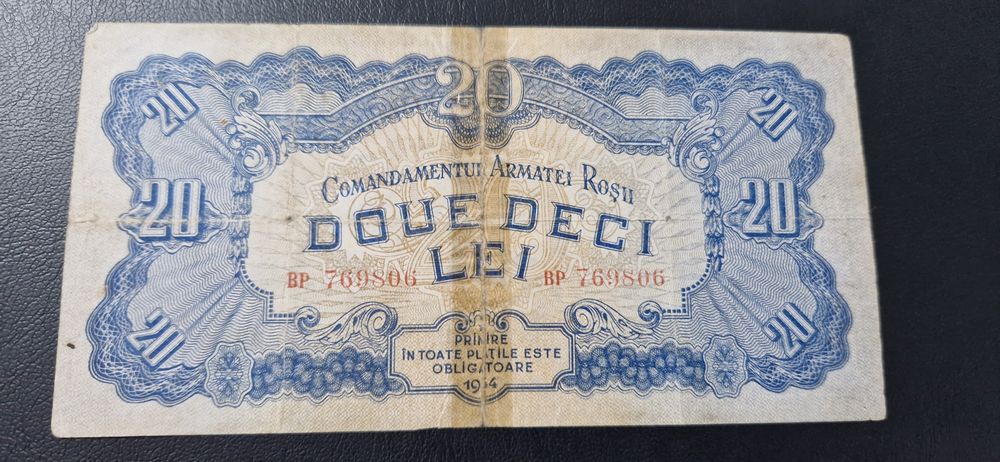 Bancnora 20 lei 1944 CAR