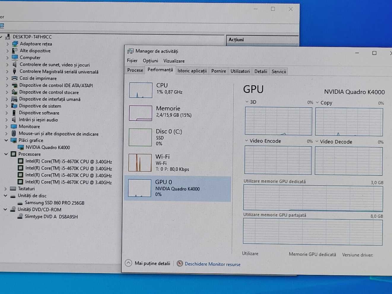 Calculator pc,carcasa Silverstone, Intel i5-4670K, video Nvidia K4000