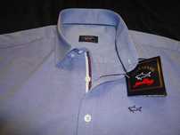 Camasa barbati maneca lunga coate bumbac denim turcoaz alba bleu P&S