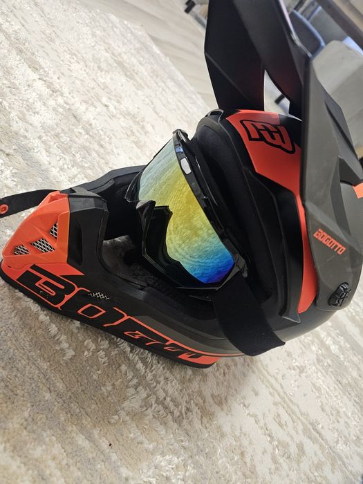 Casca atv/moto set 2 căști cu ochelari și mănuși incluse