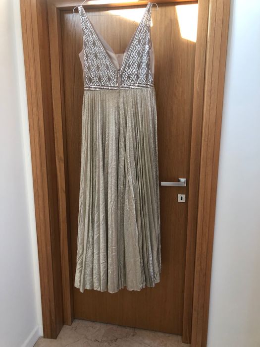 Rochie ocazie S/M piere aplicate din lurex auriu ca noua