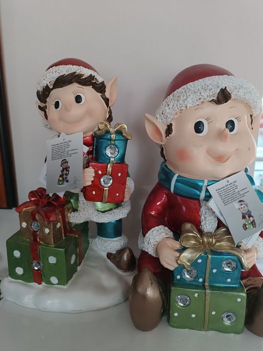 Нови керамични светещи Коледни елфи джуджета