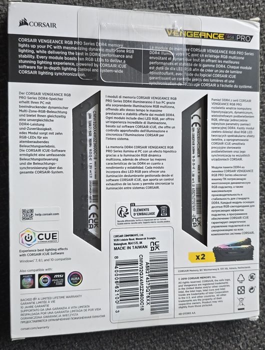 Vandut Ram kit 32gb 3600Mhz Corsair Vengeance Pro RGB DDR4 2 x 16GB No