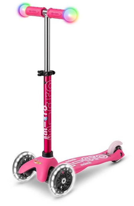 Trotinetă pentru copii Micro - Mini Deluxe Magic LED, Pink