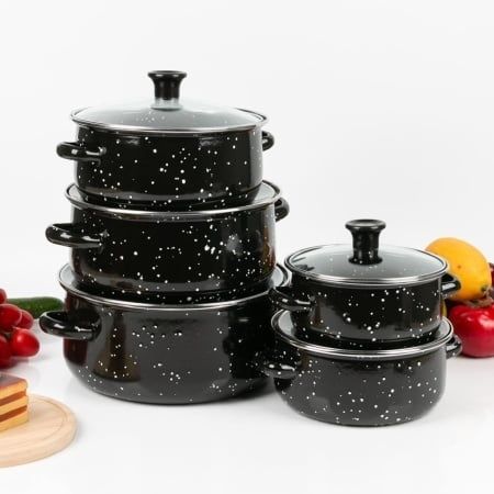 Комплект тенджери Pandeia DP-8357, Емайл, 5 броя