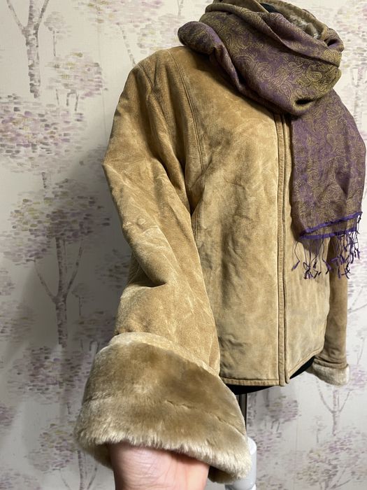 Geaca de piele intoarsa cu blana Naf Naf L/M