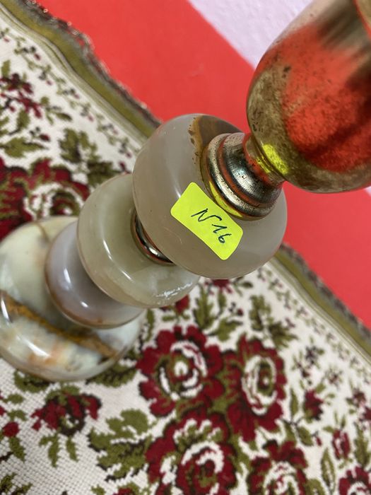 Настолна лампа месинг и оникс Италия 1960те години