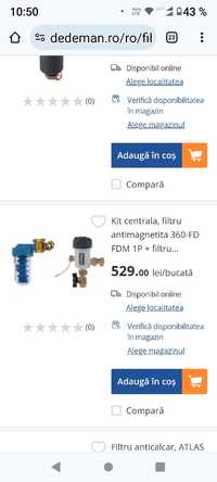 Kit centrala, filtru antimagnetita 360-FD FDM 1P + filtru anticalcar D