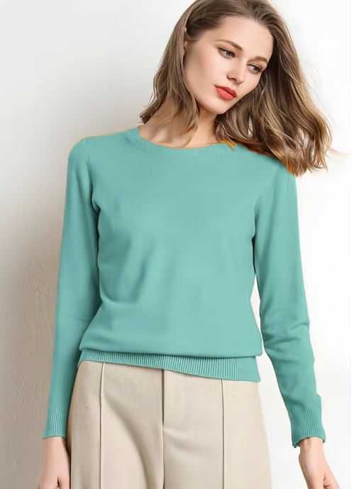 Pulover Tricotat Simplu, Verde pal - 60 lei